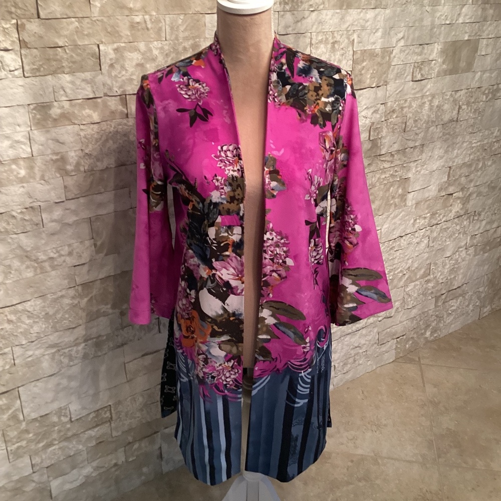 Peter Nygard Contemporary Foral Open Front Cardigan